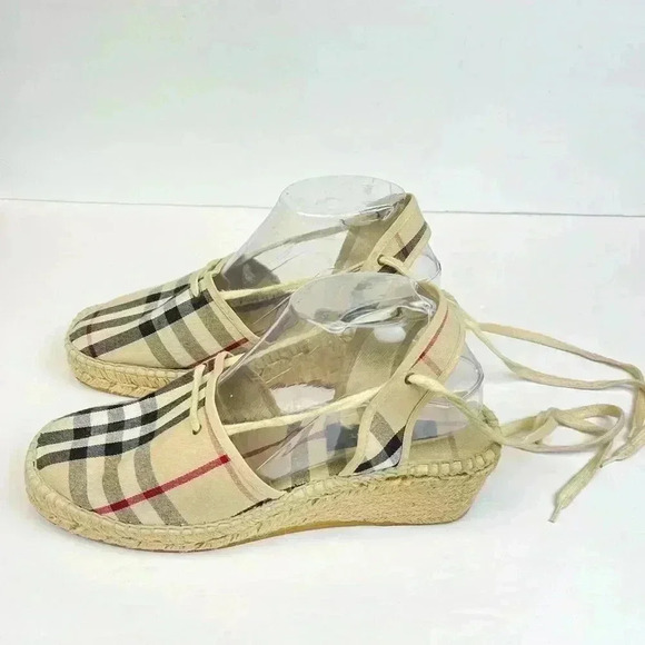 Burberry Nova Check Canvas Closed Toe Tie Slingback Espadrilles EU 40 / US 9.5 - Picture 5 of 9